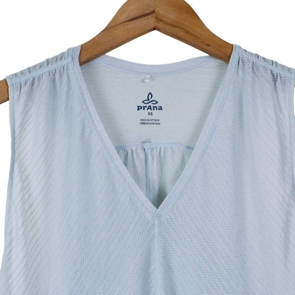 Prana Size XS Semi Sheer Tank Top Lightweight V Neck Tunic Light Blue - Picture 2 of 8
